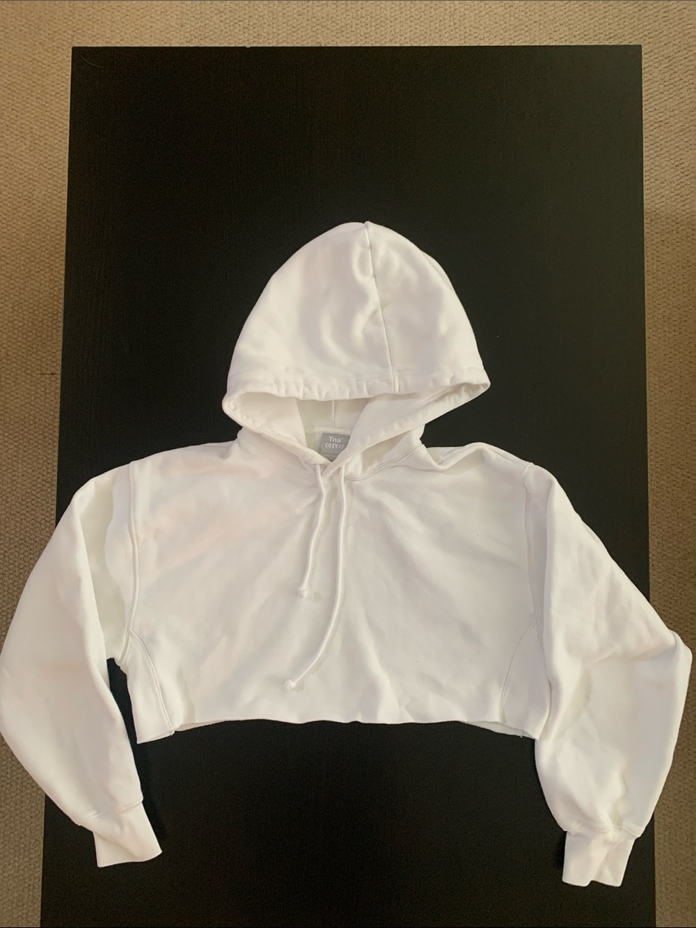 TNA White Cropped Hoodie